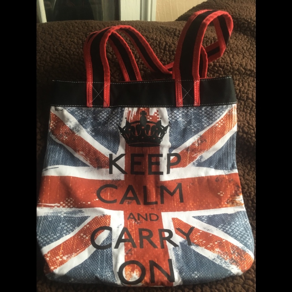 Keep calm and carry on England flag tote bag